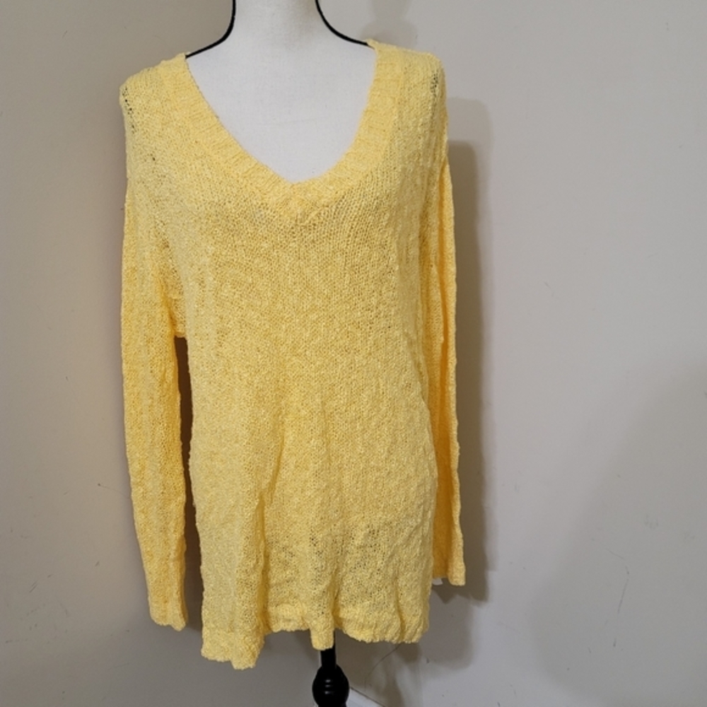 .WORKSHOP REPUBLIC V-Neck Knit‎ Pullover Sweater. Large. Yellow. NWT.